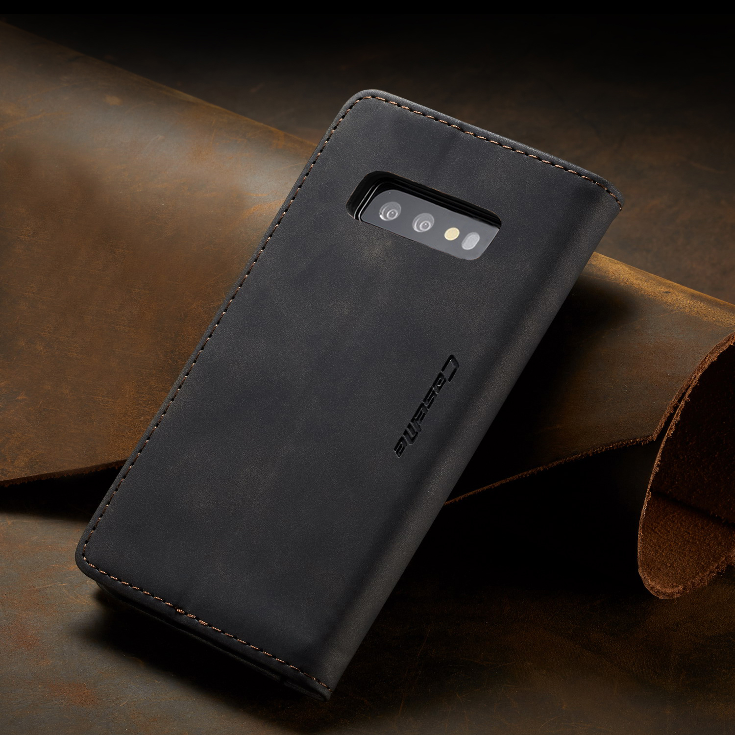 Série Caseme 013 Pour le Boîtier en Cuir PU Samsung Galaxy S10e [auto-absorbed] [stand de Portefeuille] - le Noir