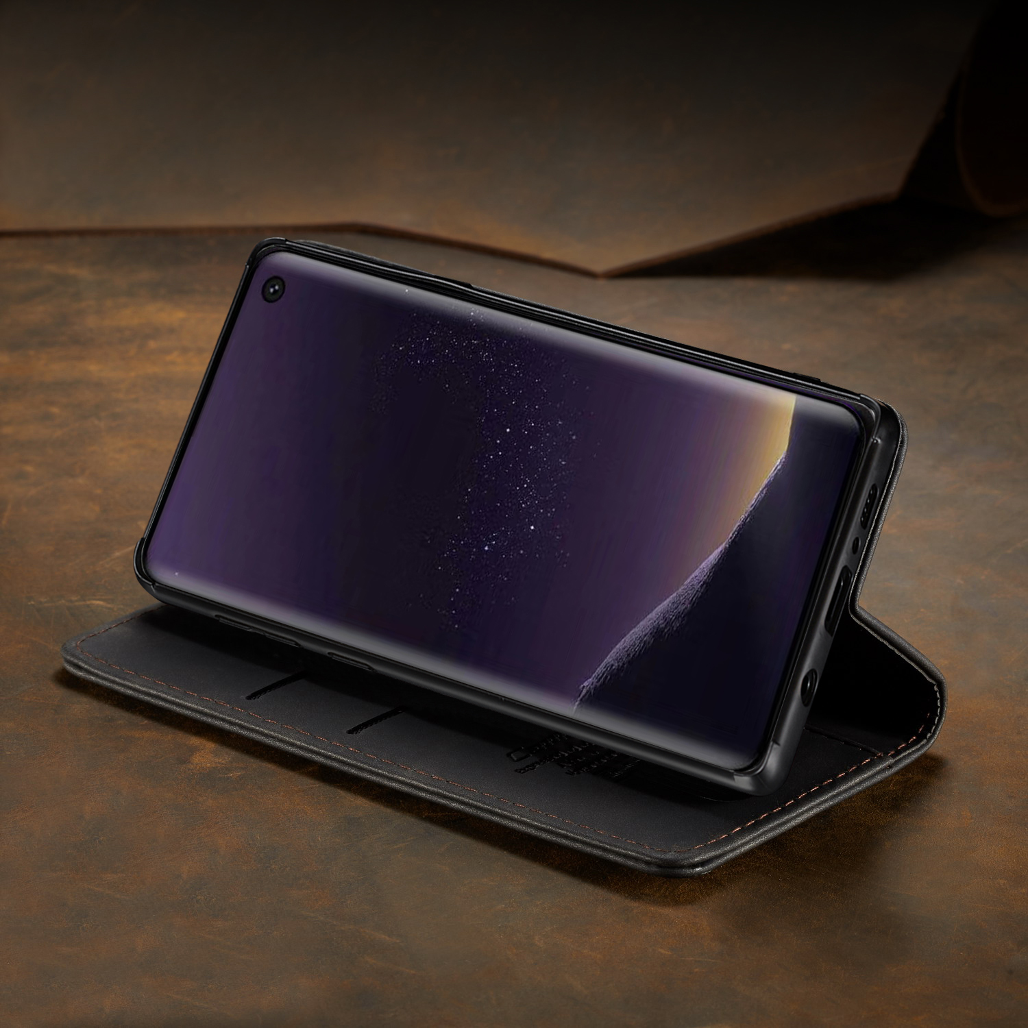 Série Caseme 013 Pour le Boîtier en Cuir PU Samsung Galaxy S10e [auto-absorbed] [stand de Portefeuille] - le Noir