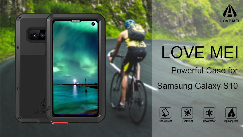 Love Mei Premium Phone Bag Cover Hard Metal Und Silicon Phone Hülle Für Samsung Galaxy S10 - Schwarz