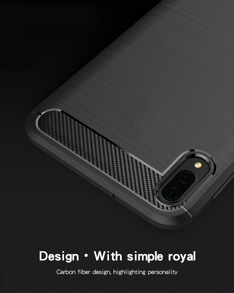 Textura de Fibra de Carbono MOFI Cepillada Con Cáscara de Cubierta TPU Para Samsung Galaxy M10 - Negro