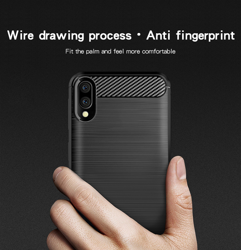 Textura de Fibra de Carbono MOFI Cepillada Con Cáscara de Cubierta TPU Para Samsung Galaxy M10 - Negro