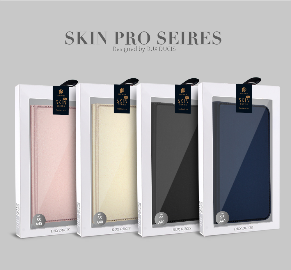 Dux Ducis Skin Pro Series Складываемая Поддержка Кожаная Обложка по Телефону Для Samsung Galaxy A40 - Темно-синий