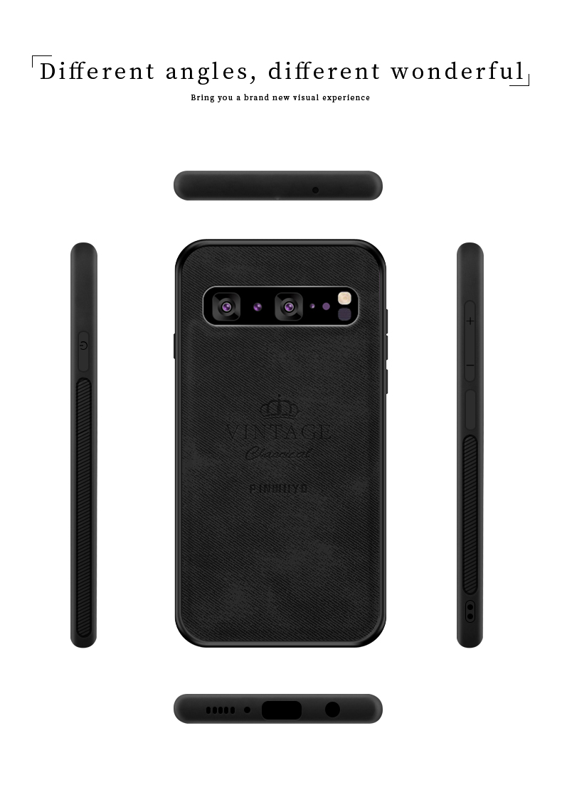 Pinwuyo Honorable Series PU en Cuir Enduit PC + TPU Hybride Pour Samsung Galaxy S10 5G - Gris