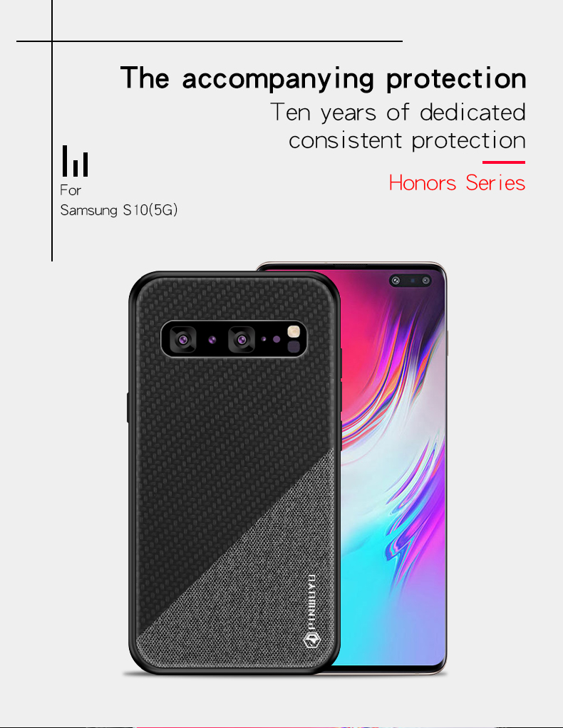 Pinwuyo Honor Series PU Cover de Tpu Revestido de Couro Para Samsung Galaxy S10 5G - Preto