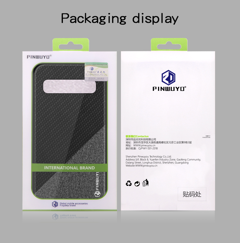 Pinwuyo Honor Series Cover TPU Rivestito in Pelle PU Per Samsung Galaxy S10 5G - Nero