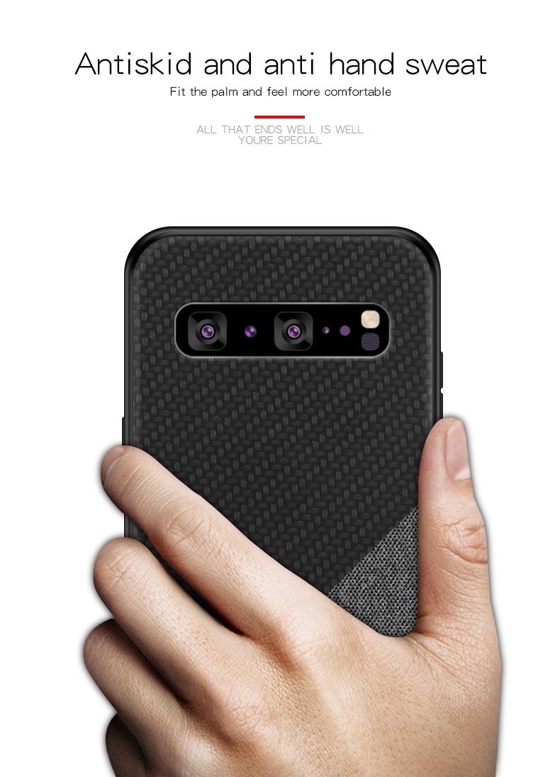 Pinwuyo Honor Series Cover TPU Rivestito in Pelle PU Per Samsung Galaxy S10 5G - Nero