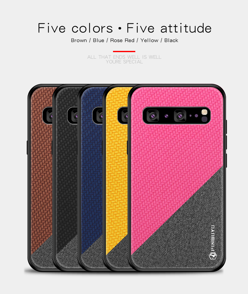 Pinwuyo Honor -serie PU Lederbeschichtete TPU -cover Für Samsung Galaxy S10 5G - Schwarz