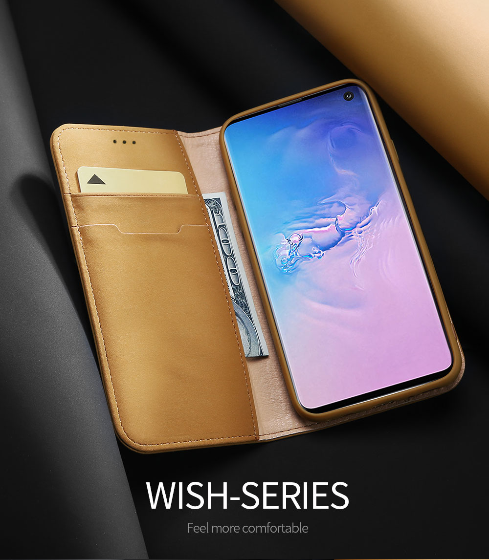 Dux Ducis Wish Series Closure Magnetic Closure Case Copertina di Flip Book Per Samsung Galaxy S10 - Blu Scuro