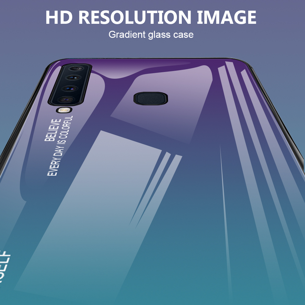 Gradientenfarbe Glas + PC + TPU Hybridabdeckung Für Samsung Galaxy A9 (2018)/A9 Star Pro/A9s - Rot