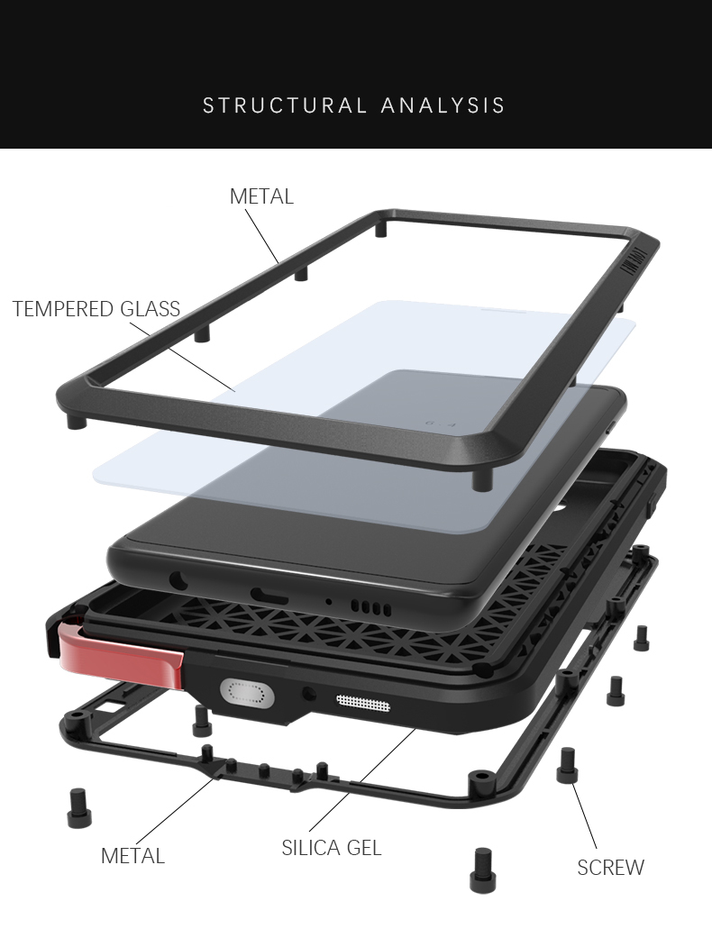 LOVE Mei Étui à L'épreuve de la Poussière à Disques D'amortisseur Pour Samsung Galaxy S10 Plus - le Noir