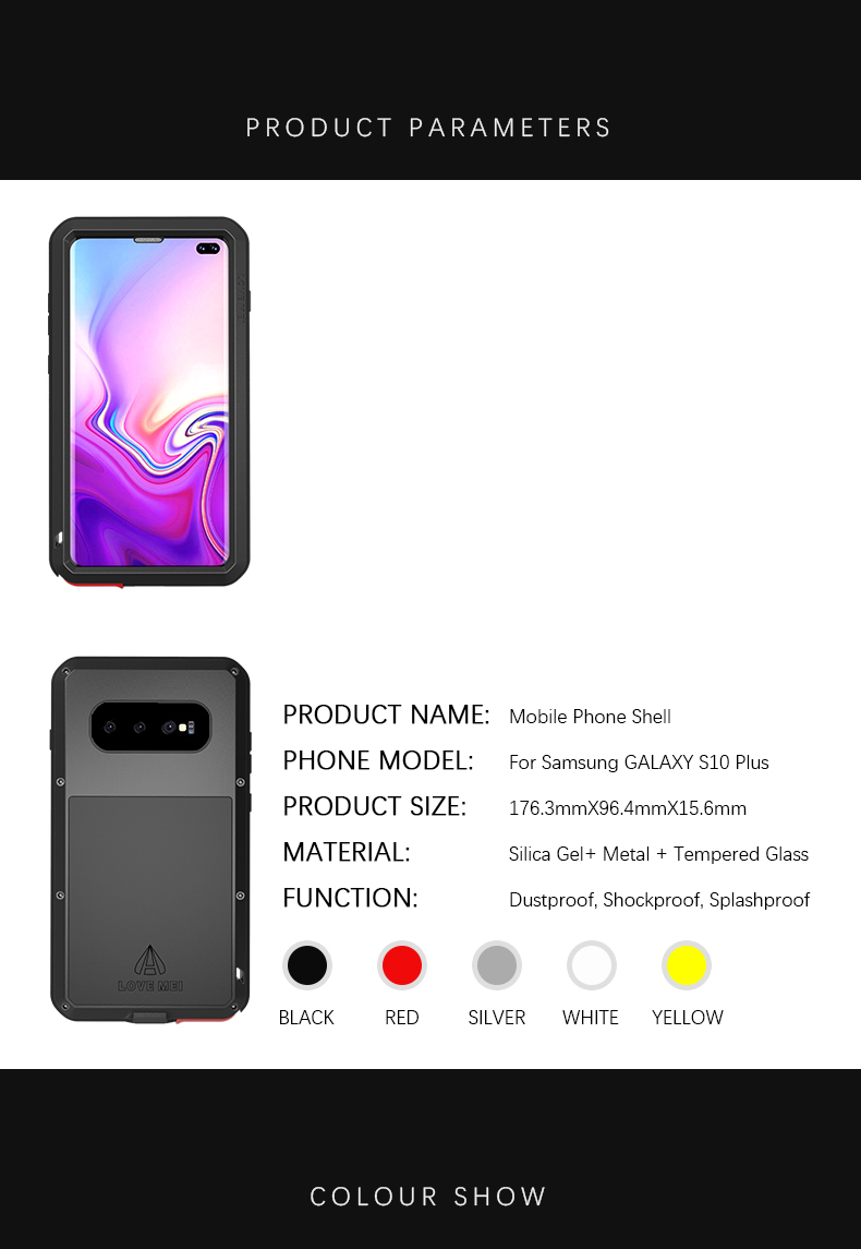 Love Mei Shock Prosere Dropproaper Dust -resect Для Samsung Galaxy S10 Plus - Черный