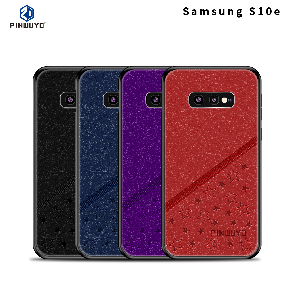 Pinwuyo Lucky Star Series PU PC Rivestito in Pelle PC + Custodia Ibrida TPU Per Samsung Galaxy S10e - Rosso