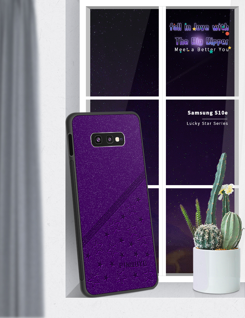 Pinwuyo Lucky Star Series PU Coated PC + TPU Caso Híbrido Para Samsung Galaxy S10e - Preto