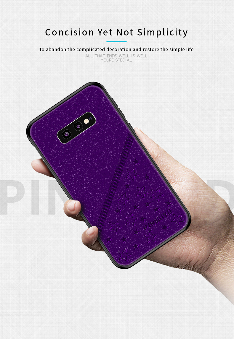 Pinwuyo Lucky Star Series PU Coated PC + TPU Caso Híbrido Para Samsung Galaxy S10e - Vermelho