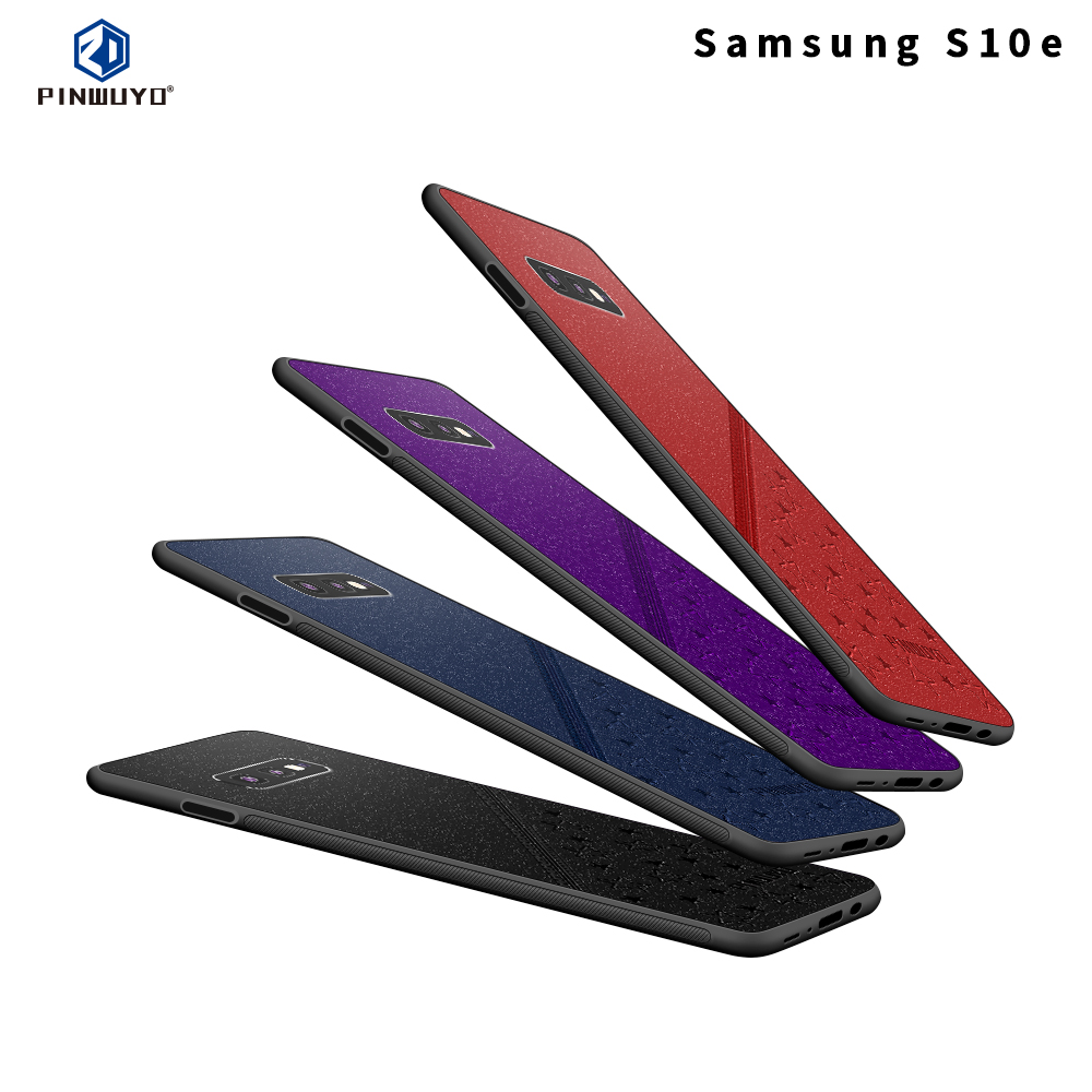 Pinwuyo Lucky Star -serie PU Leder Beschichtetes PC + TPU Hybrid -hülle Für Samsung Galaxy S10e - Rot