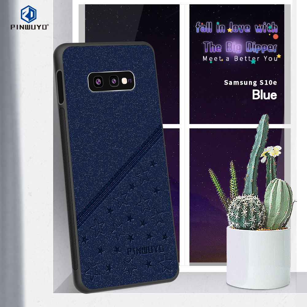 Pinwuyo Lucky Star -serie PU Leder Beschichtetes PC + TPU Hybrid -hülle Für Samsung Galaxy S10e - Schwarz