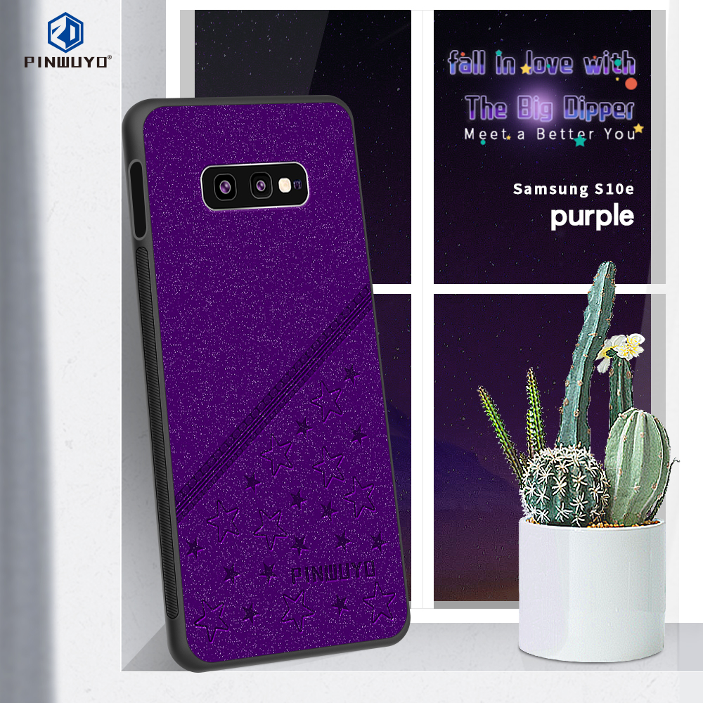 Pinwuyo Lucky Star -serie PU Leder Beschichtetes PC + TPU Hybrid -hülle Für Samsung Galaxy S10e - Schwarz