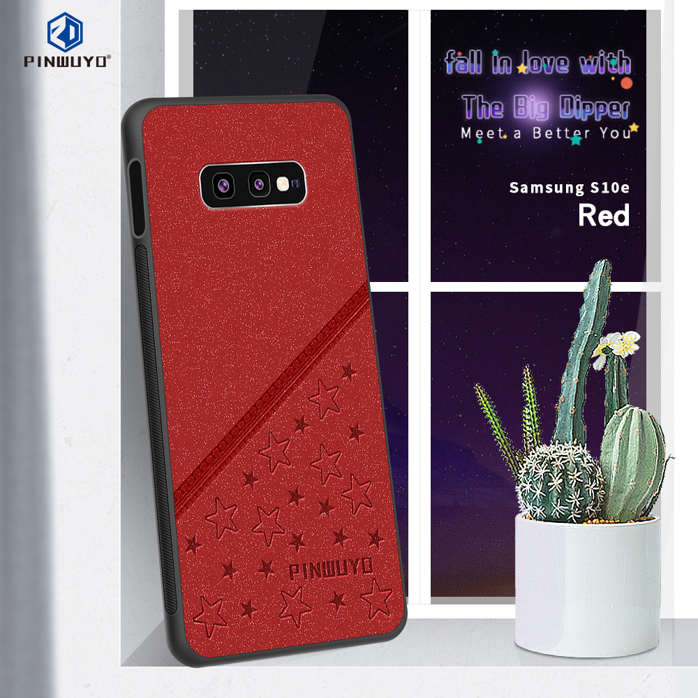 Pinwuyo Lucky Star -serie PU Leder Beschichtetes PC + TPU Hybrid -hülle Für Samsung Galaxy S10e - Schwarz