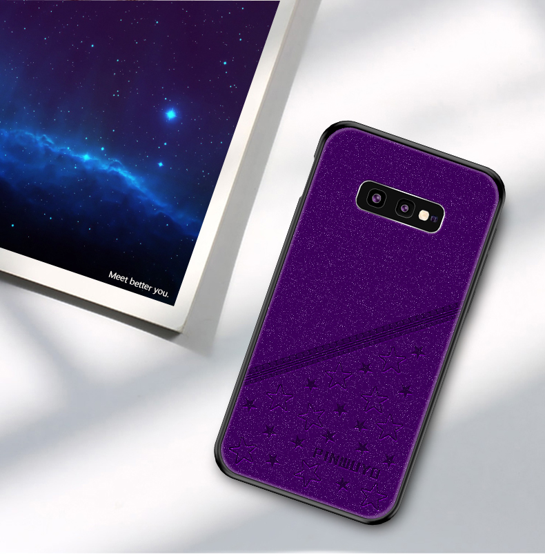 Pinwuyo Lucky Star Series PU Coated PC + TPU Caso Híbrido Para Samsung Galaxy S10e - Vermelho