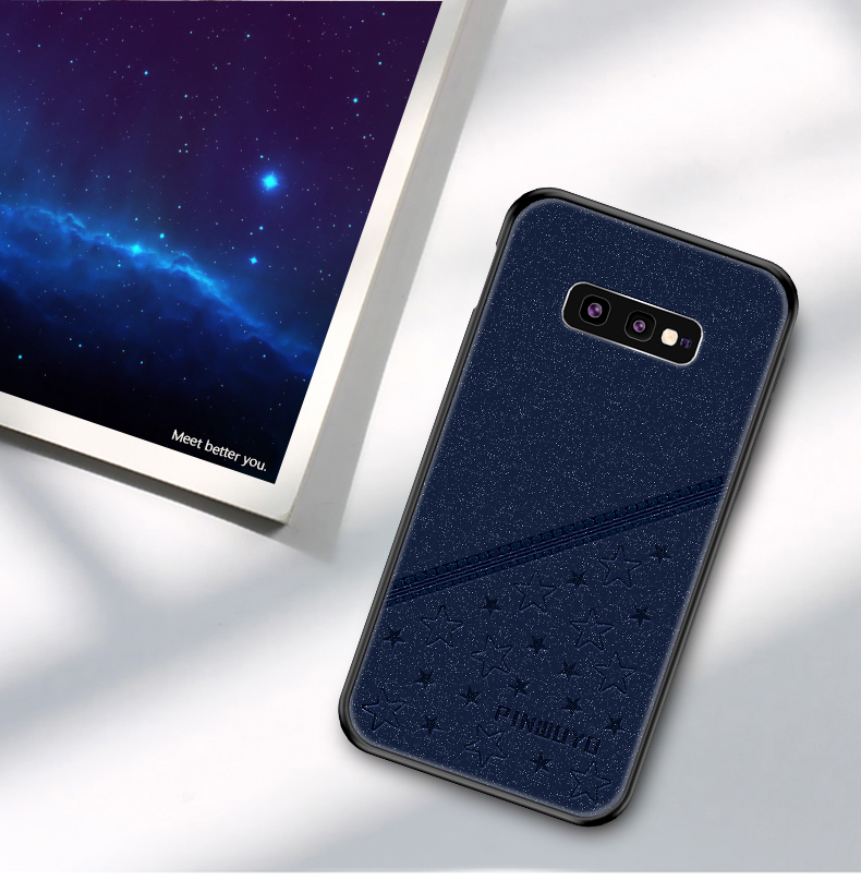 Case Híbrida de PC Con Recubrimiento de Cuero PU de la Serie PU + TPU Para Samsung Galaxy S10e - Negro