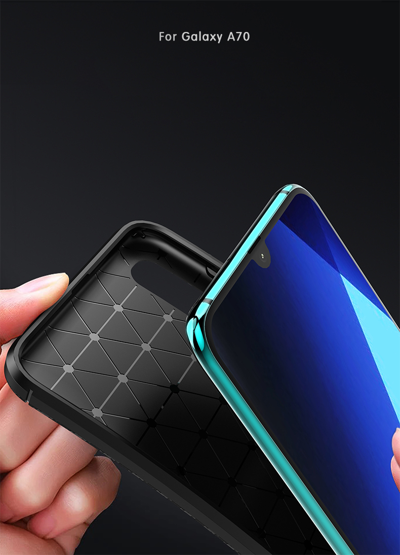 Kohlefaser -textur -drop -resistent TPU Deckschale Für Samsung Galaxy A70 - Blau