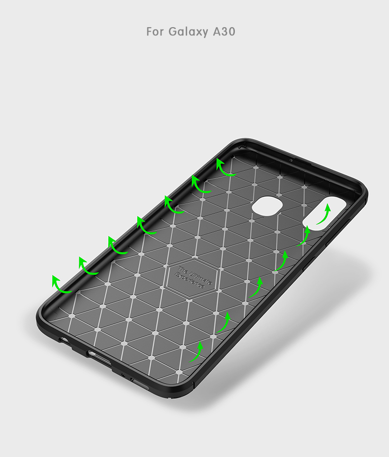 Tropfenresistente Kohlefaser -tpu -hülle Für Samsung Galaxy A30/A20 - Schwarz