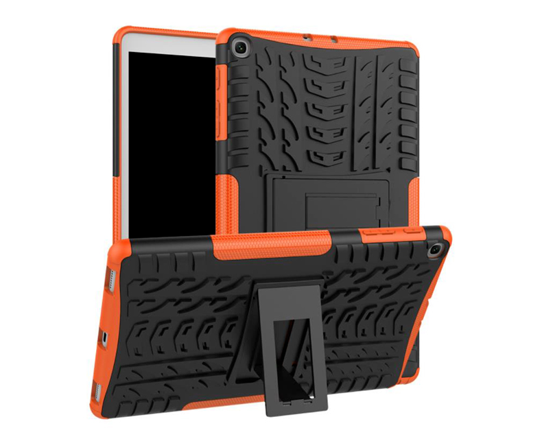 Anti-scratch-reifenmuster Hybrid-pc + Tpu-kickstand-tablet-abdeckungsschutz Für Samsung Galaxy Tab A 10.1 (2019) T510 - Schwarz