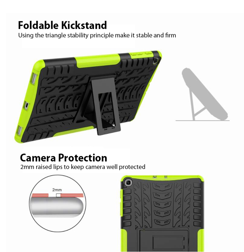 Pattern Pneumatico Anti-scratch PC Ibrido PC + TPU Kickstand Cover Cover Protection Case Per Samsung Galaxy Tab A 10.1 (2019) T510 - Bianca