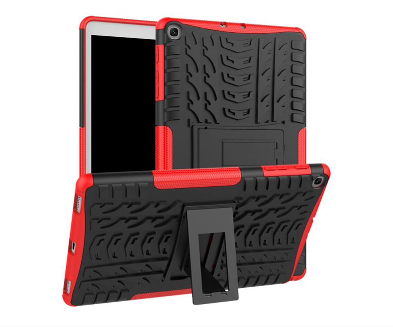 Anti-scratch-reifenmuster Hybrid-pc + Tpu-kickstand-tablet-abdeckungsschutz Für Samsung Galaxy Tab A 10.1 (2019) T510 - Rosa