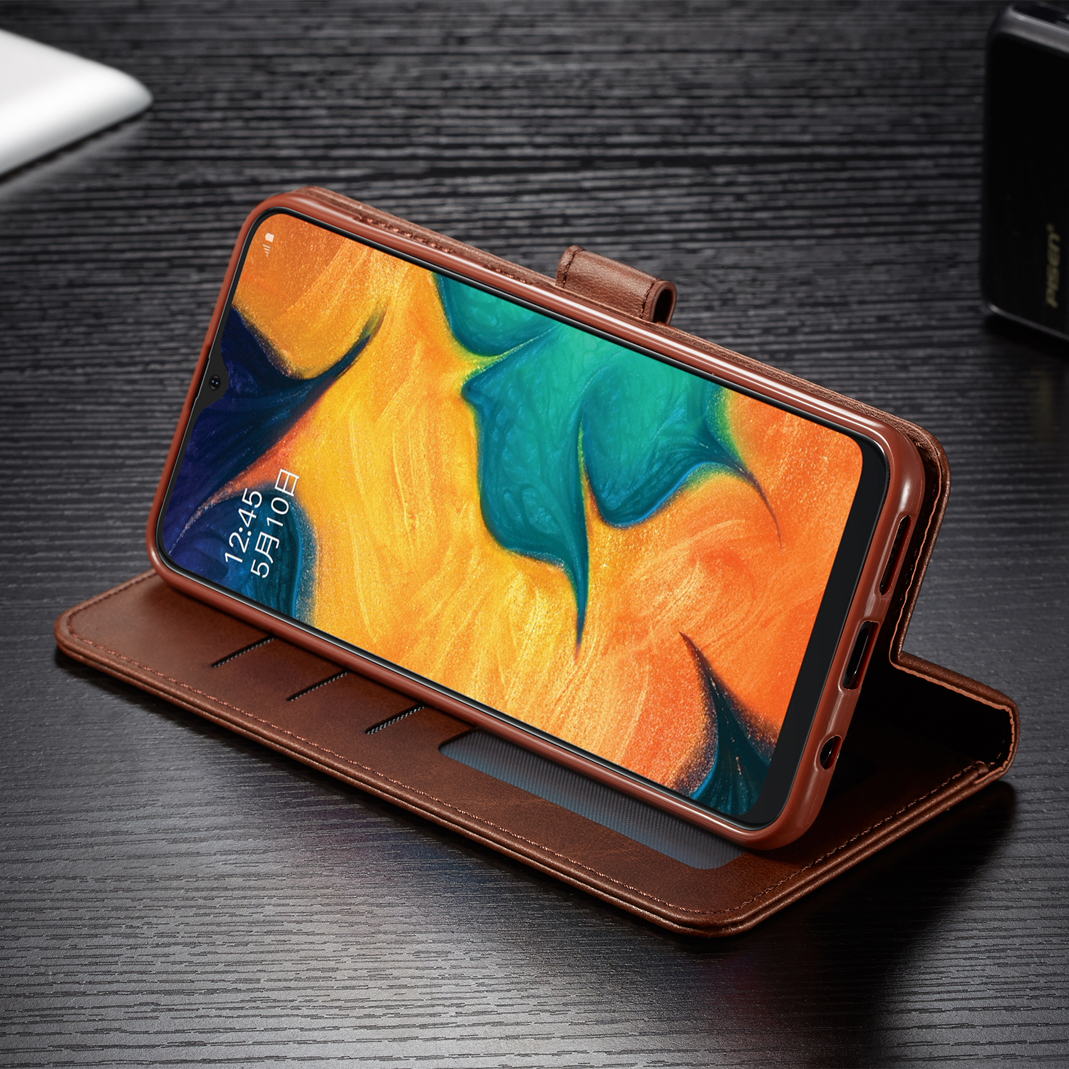 Lc. Imaeke Leder Brieftasche Für Samsung Galaxy A30/A20 - Schwarz