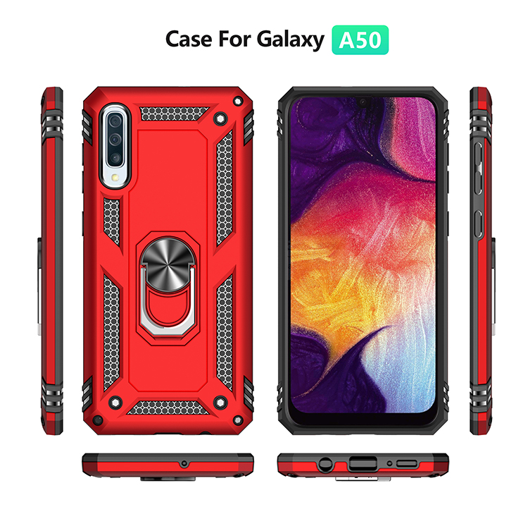 PC Hybrid PC TPU Kickstand Armatura Involucro Per Samsung Galaxy A50 / A50 / A30 - Rosso