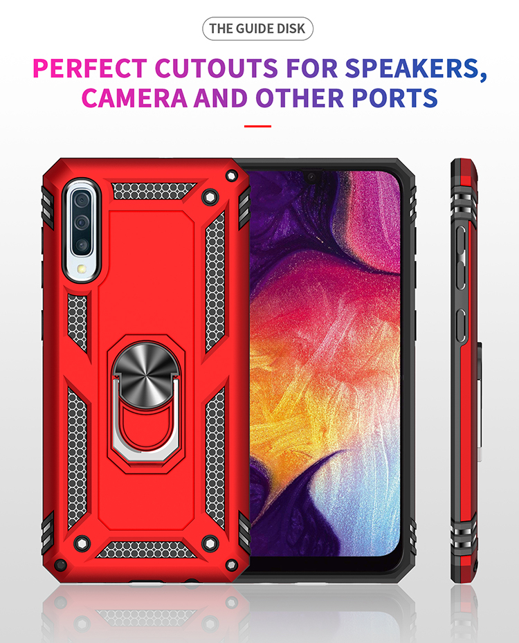 PC Híbrido PC TPU Kickstand Armour Phone Casing Para Samsung Galaxy A50 / A50s / A30s - Vermelho