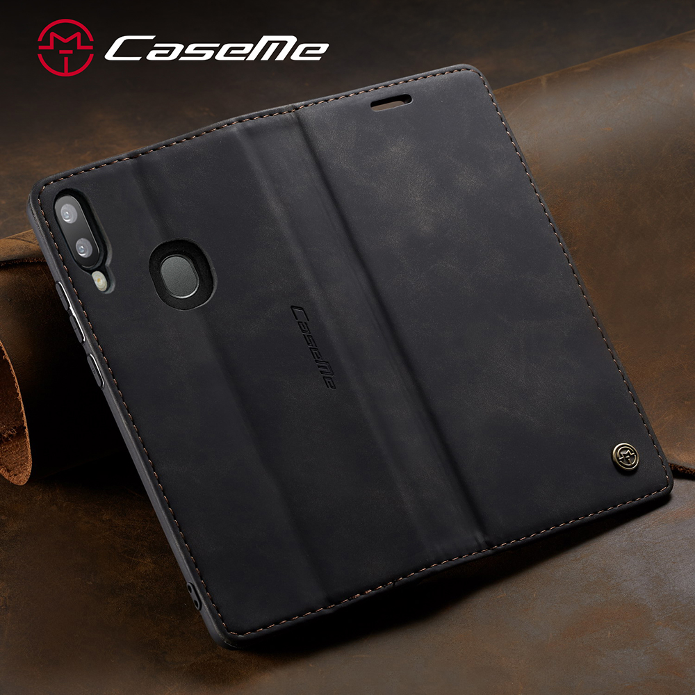 Caseme 013 Série Auto-absorbed le Cuir Portefeuille Pour Samsung Galaxy A20 / A30 - le Noir