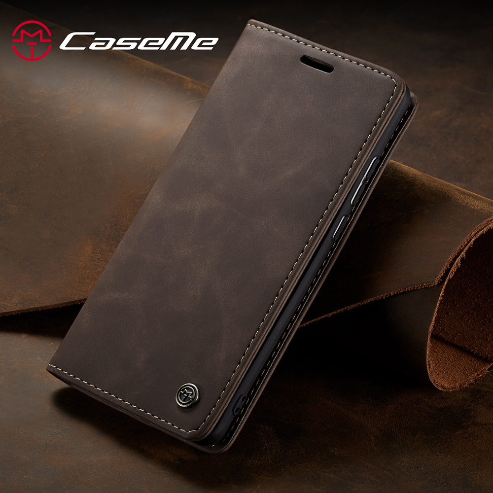 Caseme 013-Serie Auto-absorbierte Lederwallet-Hülle Für Samsung Galaxy A50 - Schwarz