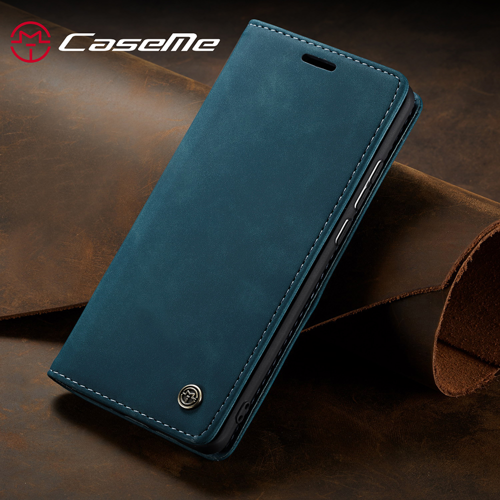 Caseme 013-Serie Auto-absorbierte Lederwallet-Hülle Für Samsung Galaxy A50 - Schwarz