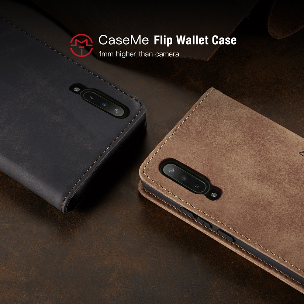 Caseme 013-Serie Auto-absorbierte Lederwallet-Hülle Für Samsung Galaxy A50 - Schwarz