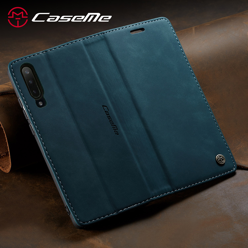 Caseme 013-Serie Auto-absorbierte Lederwallet-Hülle Für Samsung Galaxy A50 - Schwarz