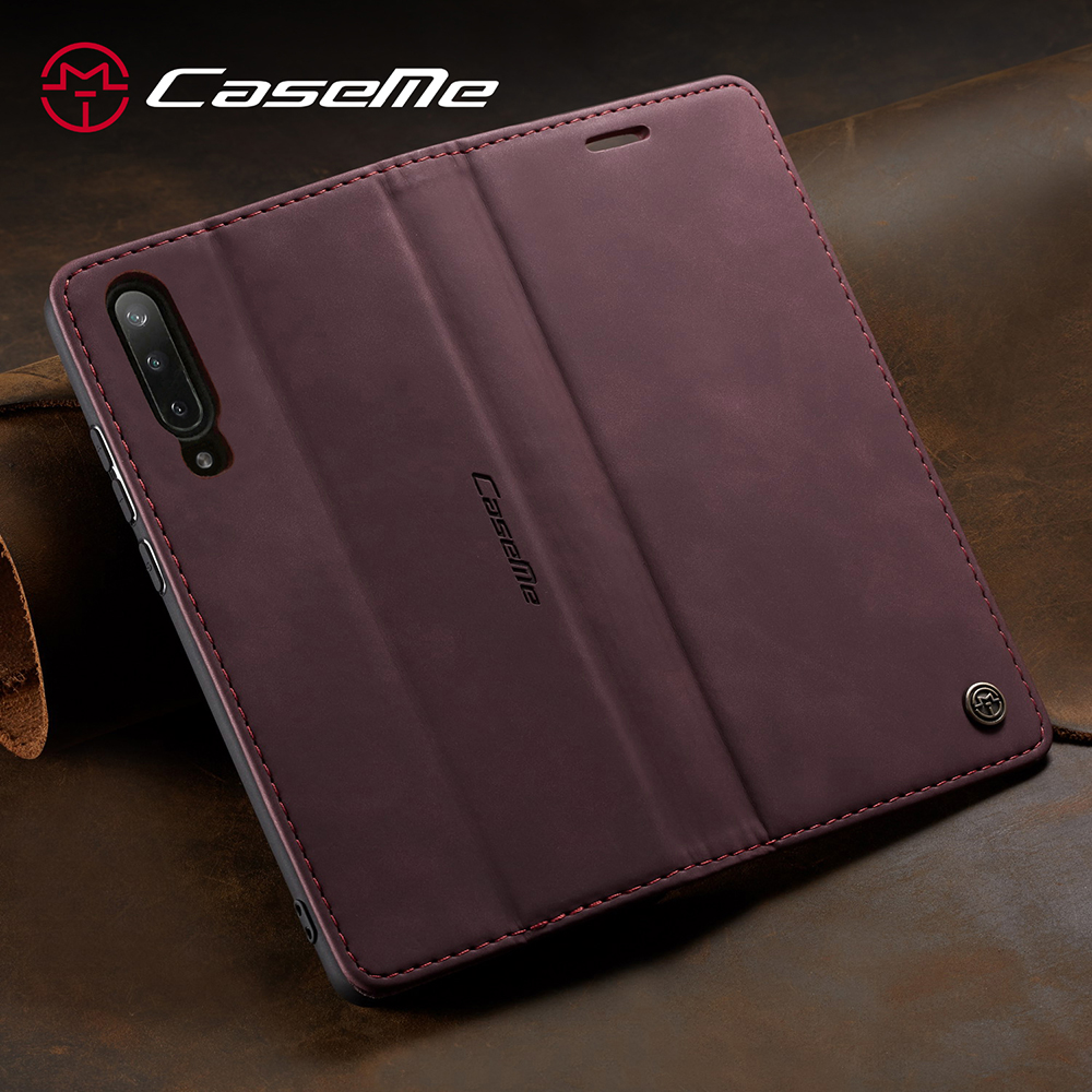 Serie Caseme 013 Custodia Per Portafoglio in Pelle Auto-assorbita Per Samsung Galaxy A70 - Vino Rosso