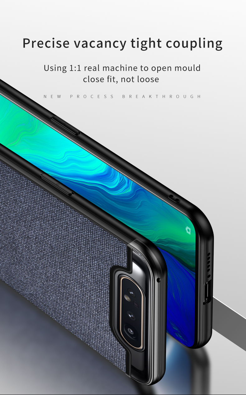 TPU+PU Leather+custodia Per Telefono in Stoffa Per Samsung Galaxy A90 / A80 - PU Pelle+stoffa/blu Scuro