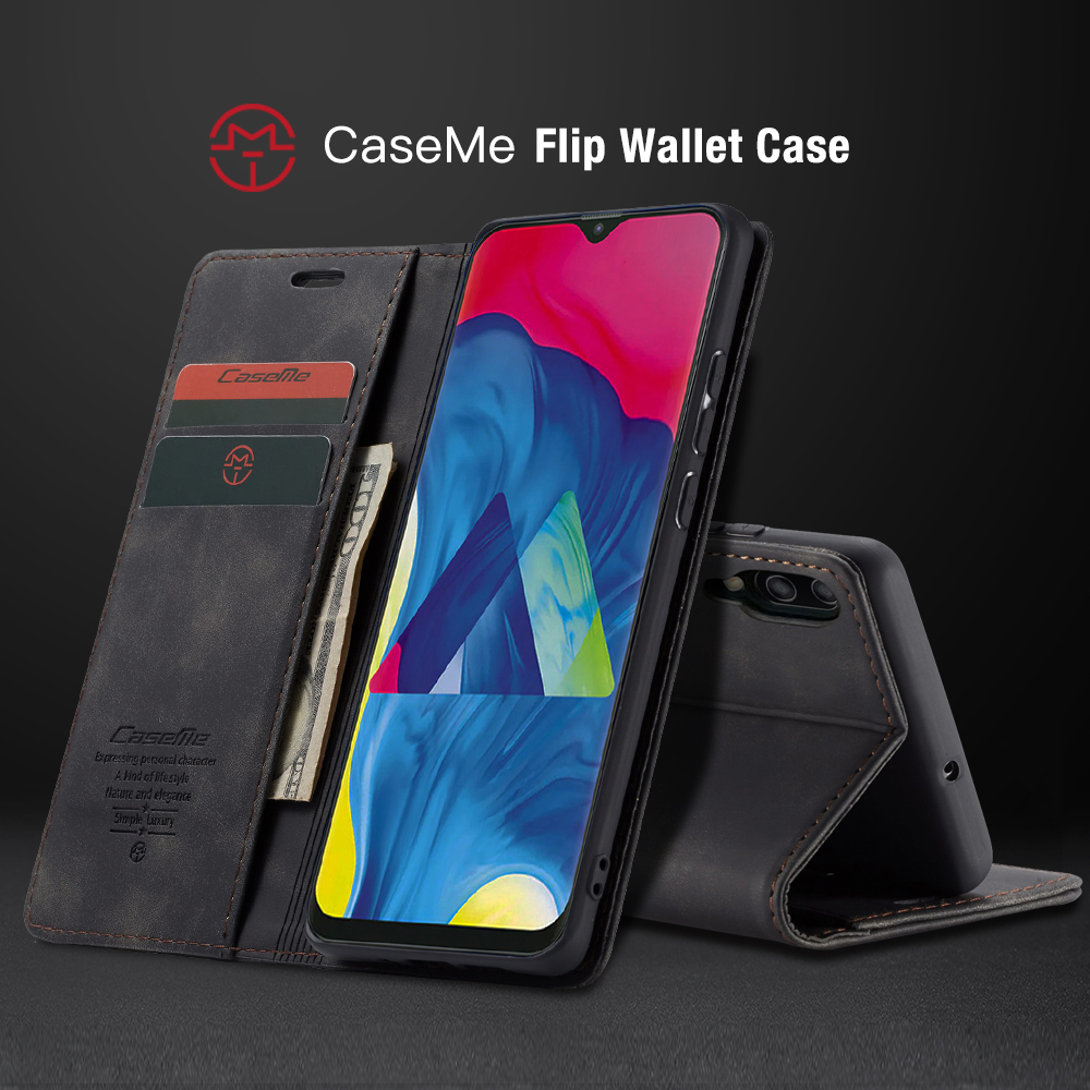 Caseme 013 Series Per Samsung Galaxy M10 Custodia In Pelle Retrò In Pelle Flip - Caffè