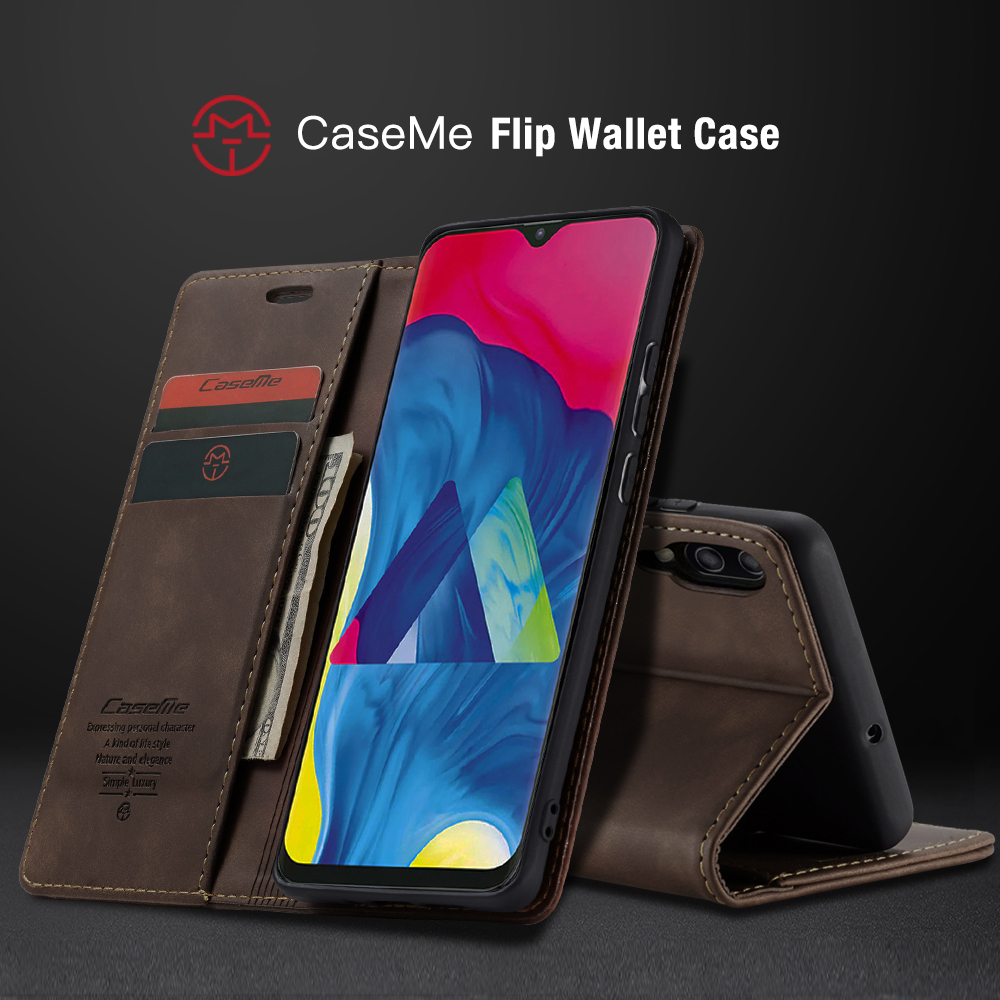 Caseme 013 Series Per Samsung Galaxy M10 Custodia In Pelle Retrò In Pelle Flip - Caffè