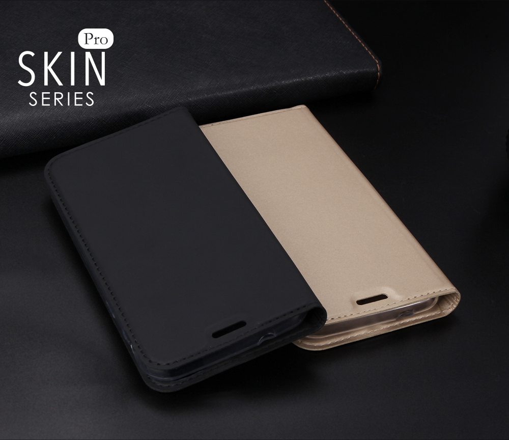 Dux Ducis Skin Pro Series Anti-Collision PU Кожаная Крышка Телефона с Держателем Карты Для Samsung Galaxy Xcover 4s - Черный