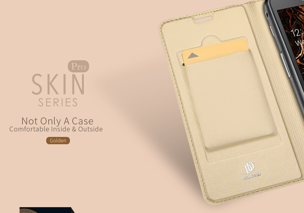 Dux Ducis Skin Pro Series Anti-Collision PU Кожаная Крышка Телефона с Держателем Карты Для Samsung Galaxy Xcover 4s - Черный