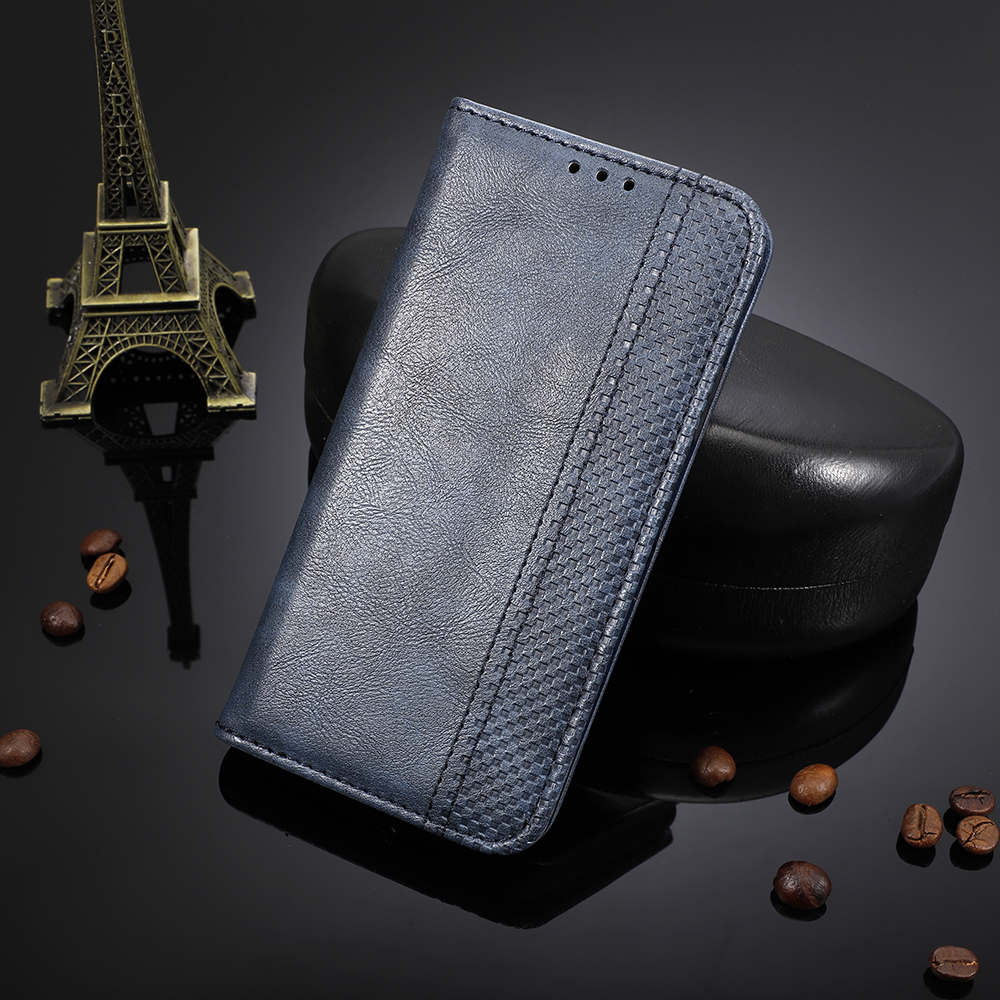 Étui de Portefeuille en Cuir PU de Style Vintage Auto-absorbé Pour Samsung Galaxy Note 10 / Galaxy Note 10 5G - le Noir