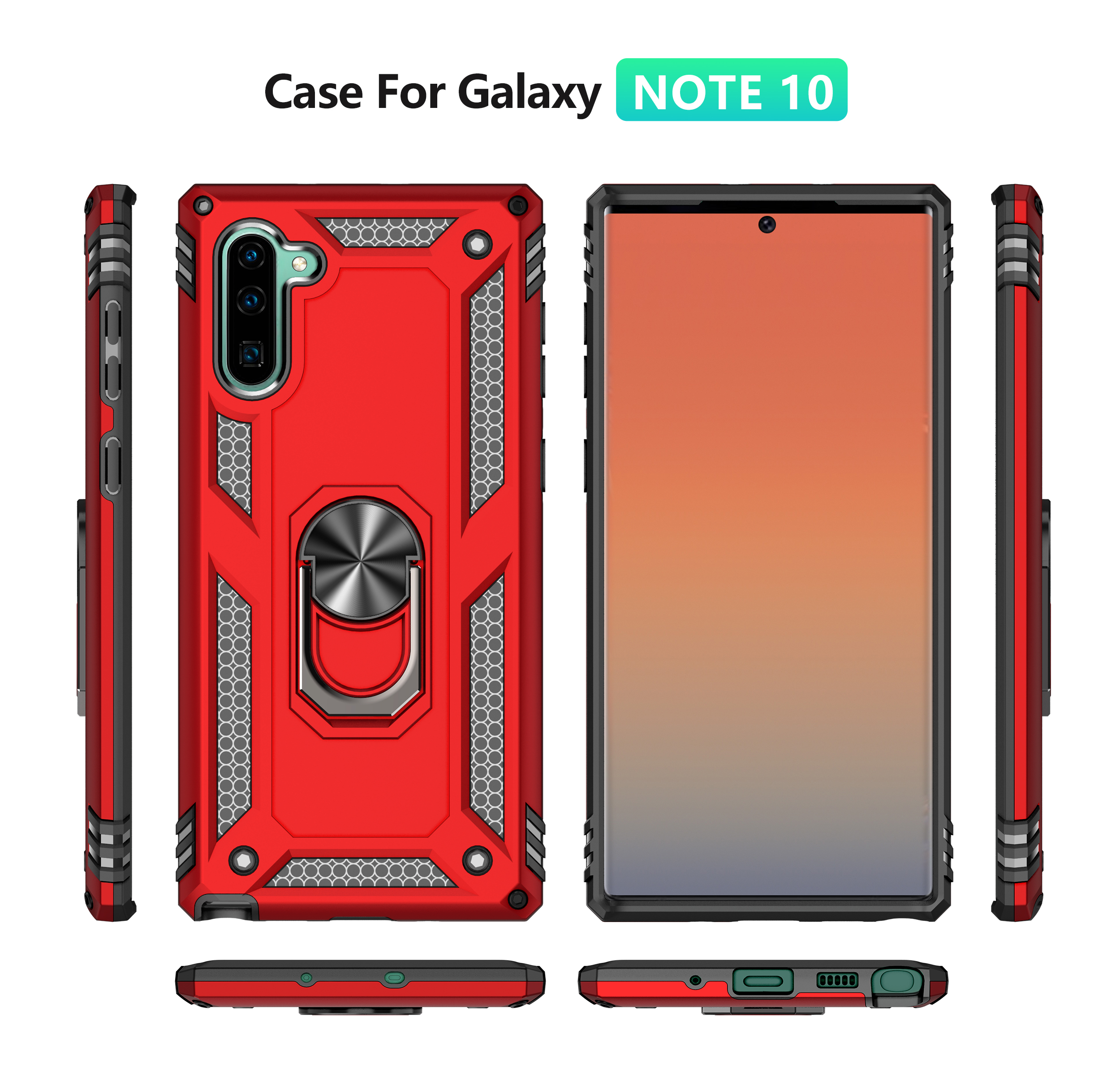 Гибридный пк TPU TPU -стенд Armor Phone Case Для Samsung Galaxy Note 10 / Примечание 10 5G - Черный