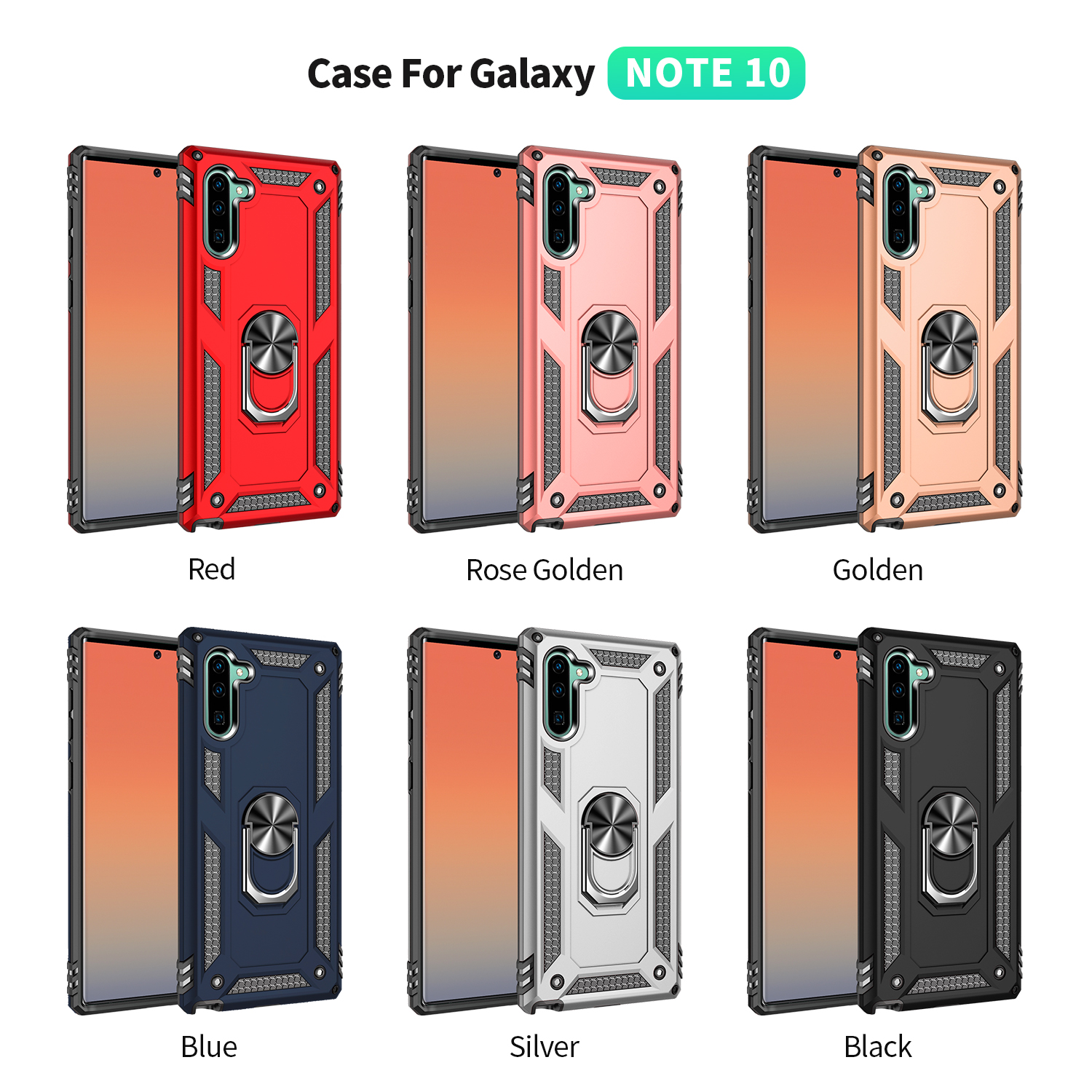 Гибридный пк TPU TPU -стенд Armor Phone Case Для Samsung Galaxy Note 10 / Примечание 10 5G - Черный