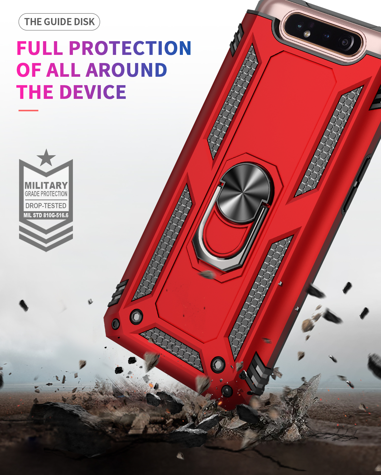 Гибридный пк TPU Kickstend Armor Phone Shell Для Samsung Galaxy A80/A90 - Черный