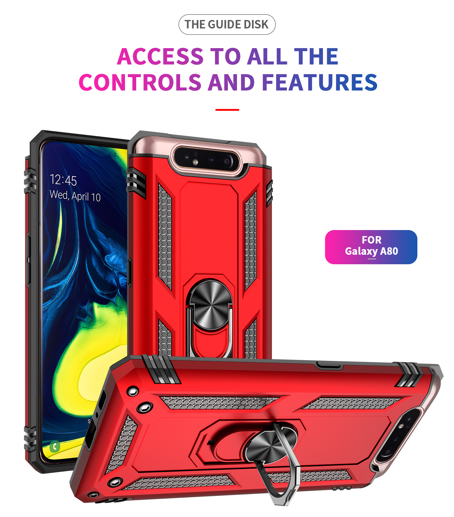 Hybrid PC TPU Kickstand Armor Phone Shell Für Samsung Galaxy A80/A90 - Schwarz