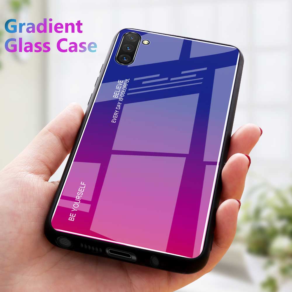 Glasfarbstil Glass + TPU -telefonabdeckung Shellabdeckung Für Samsung Galaxy Note 10 / Anmerkung 10 5g - Panda - Rot / Schwarz