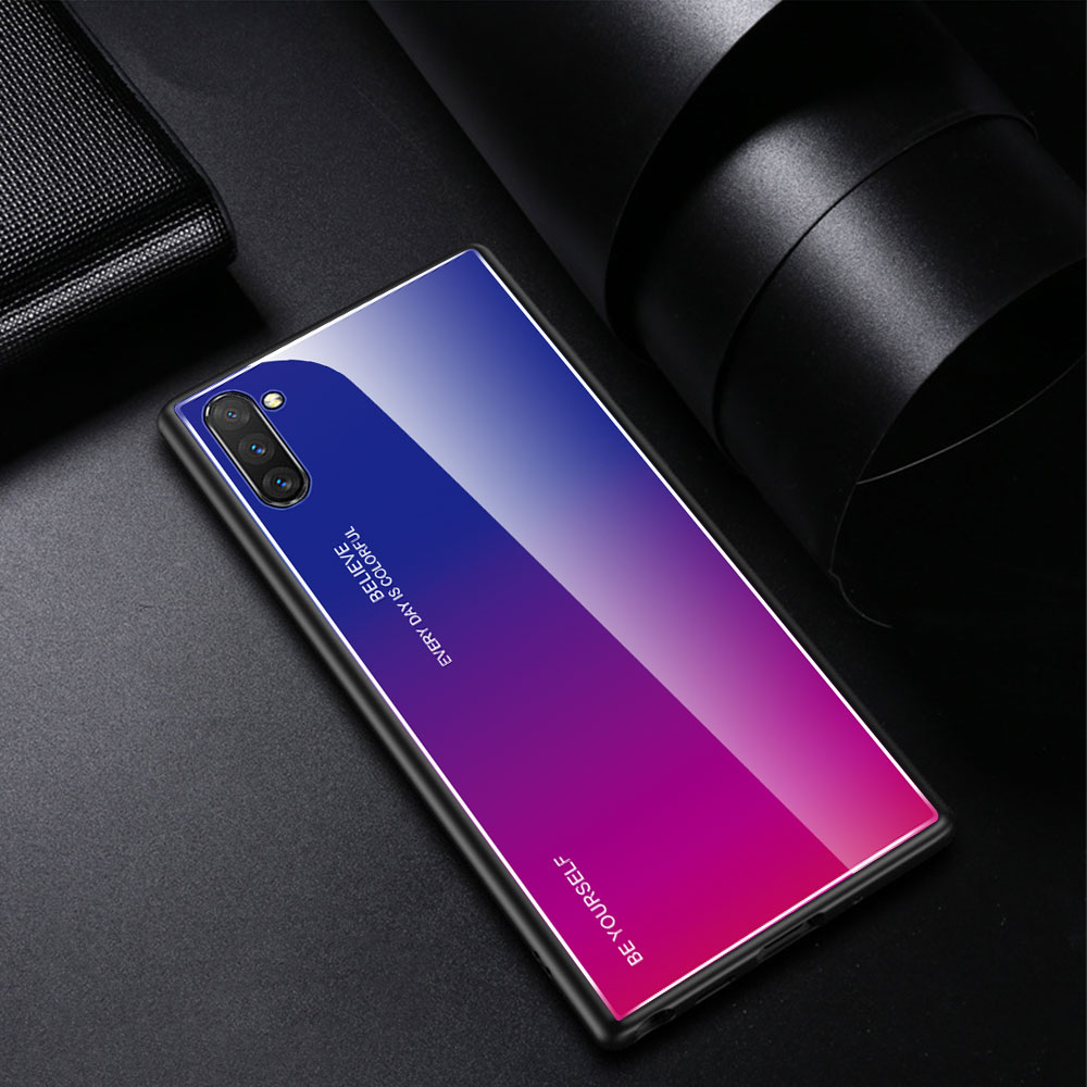 Градиент -стиль Стекло + TPU Phone Cover Cover Shell Для Samsung Galaxy Note 10 / Примечание 10 5G - Панда - Красный / Черный